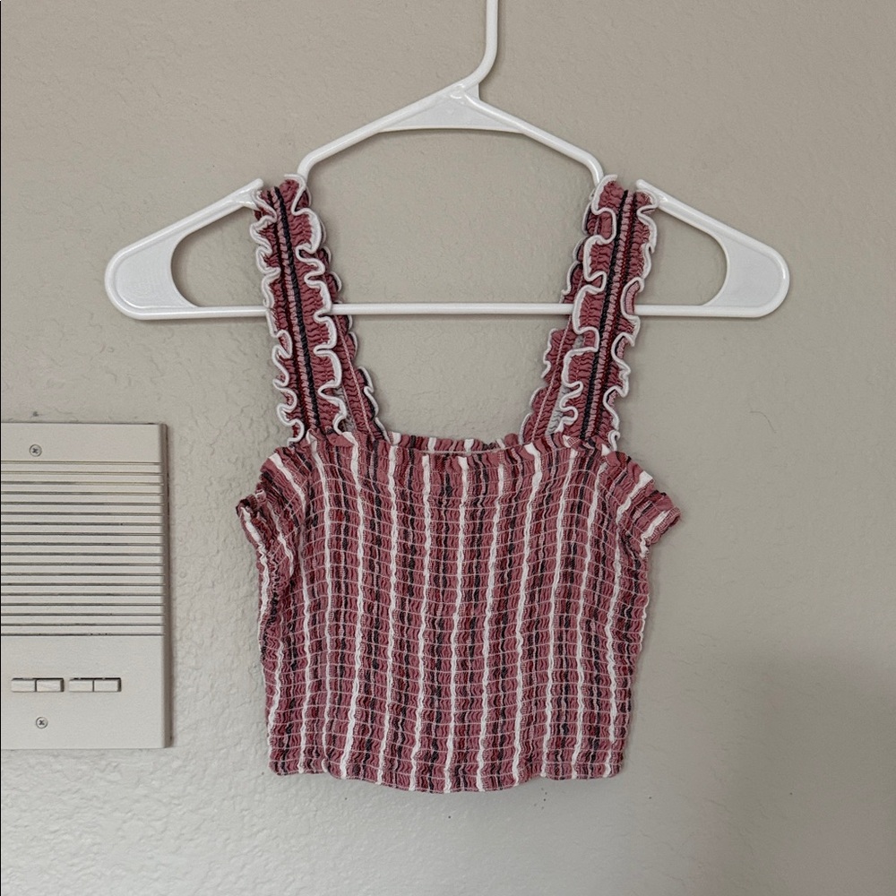 Hollister Pink and White Striped Crop Top